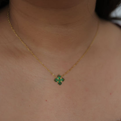Emerald Bloom Charm Necklace || DV195