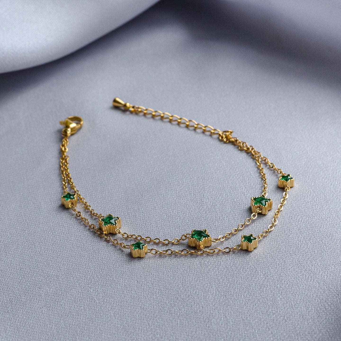 Emerald Clover Layered Bracelet || DV413
