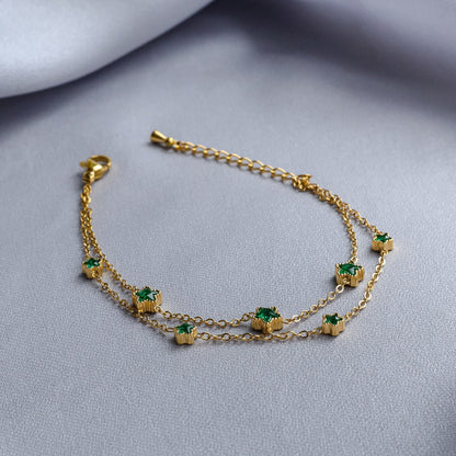 Emerald Clover Layered Bracelet || DV413