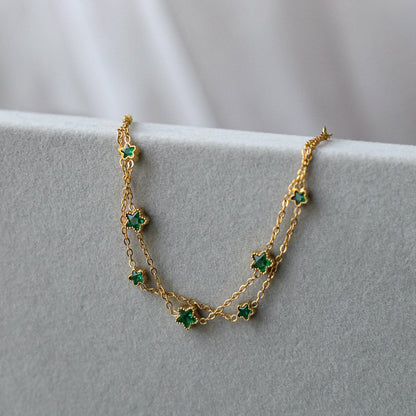 Emerald Clover Layered Bracelet || DV413