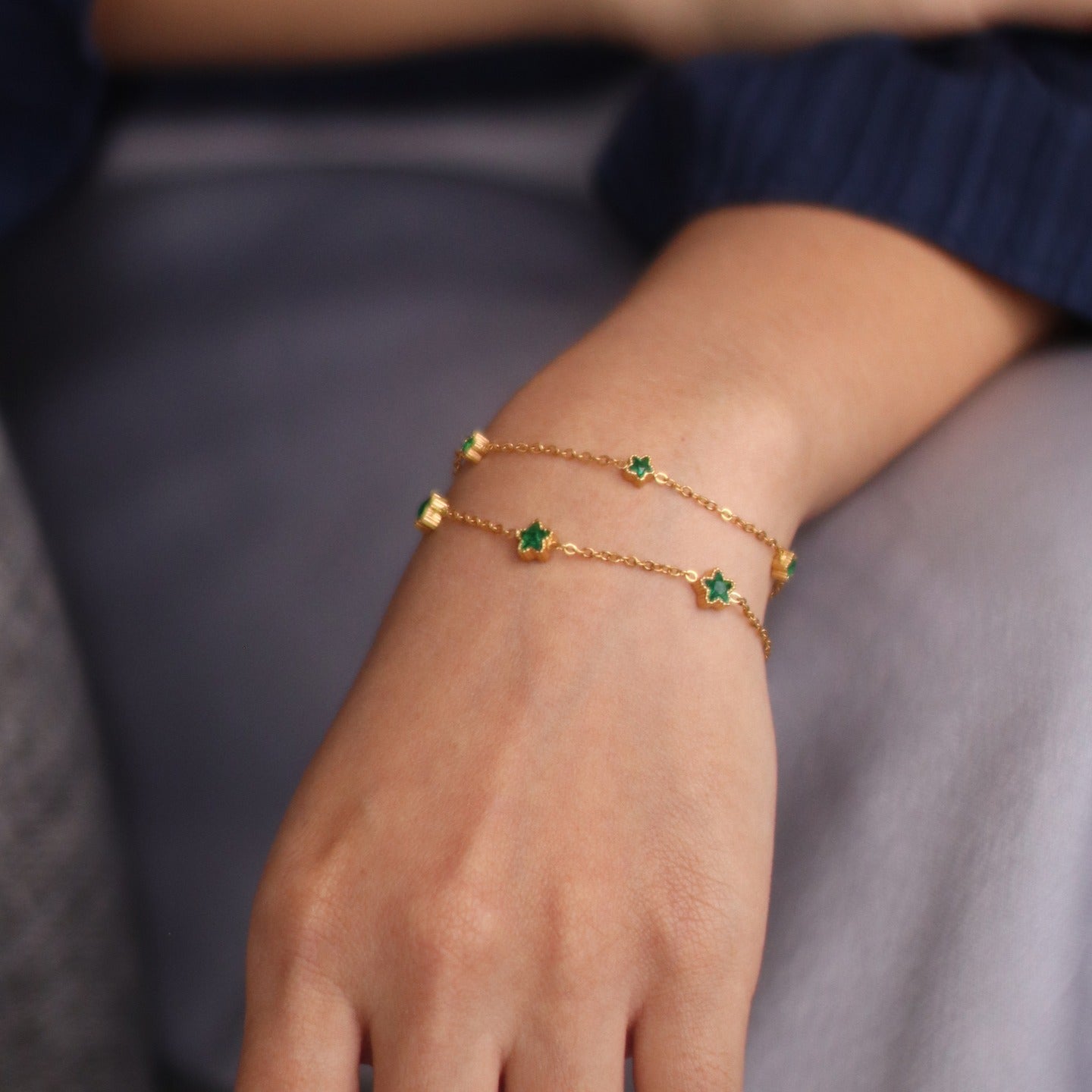 Emerald Clover Layered Bracelet || DV413