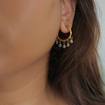 Aurelia Crystal Charm Hoops || DV168
