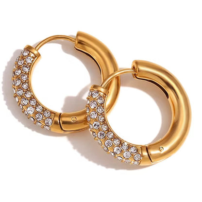 Stellar Pavé Gold Hoops  || DV108