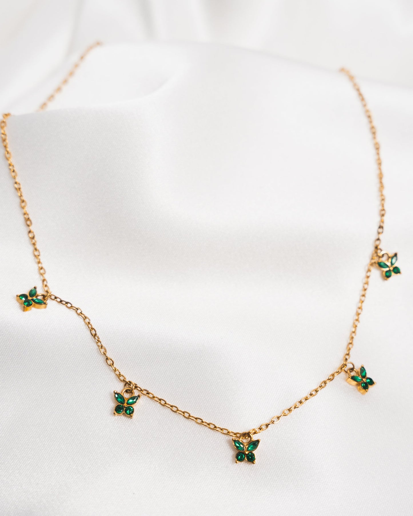 Butterfly Necklace In Emerald Green || DV352