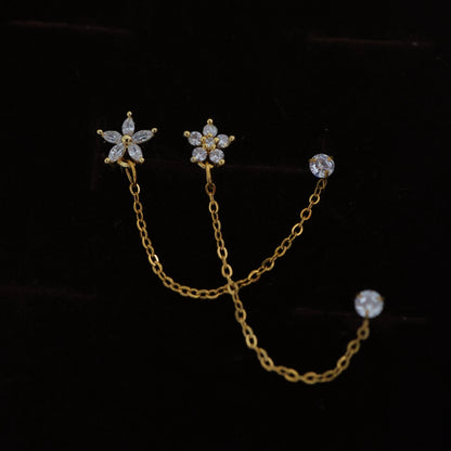 Faye Chain Stud Earrings- (Pair) || DV171