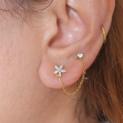Faye Chain Stud Earrings- (Pair) || DV171