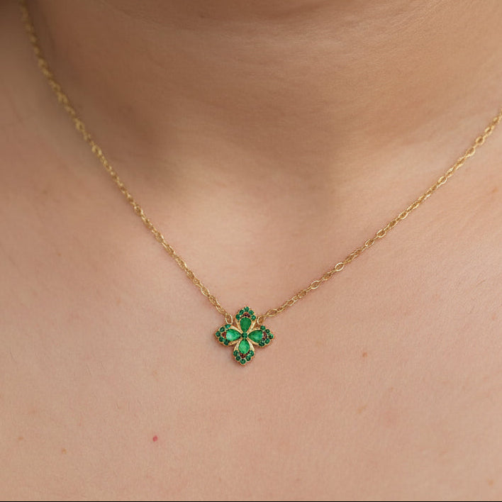 Emerald Bloom Charm Necklace || DV195