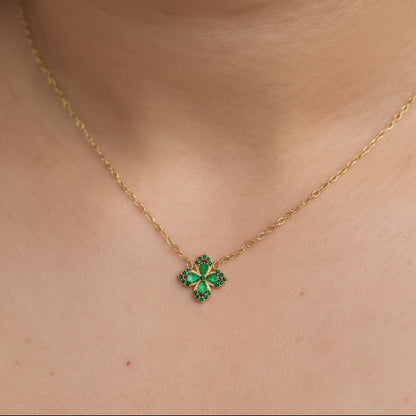 Emerald Bloom Charm Necklace || DV195