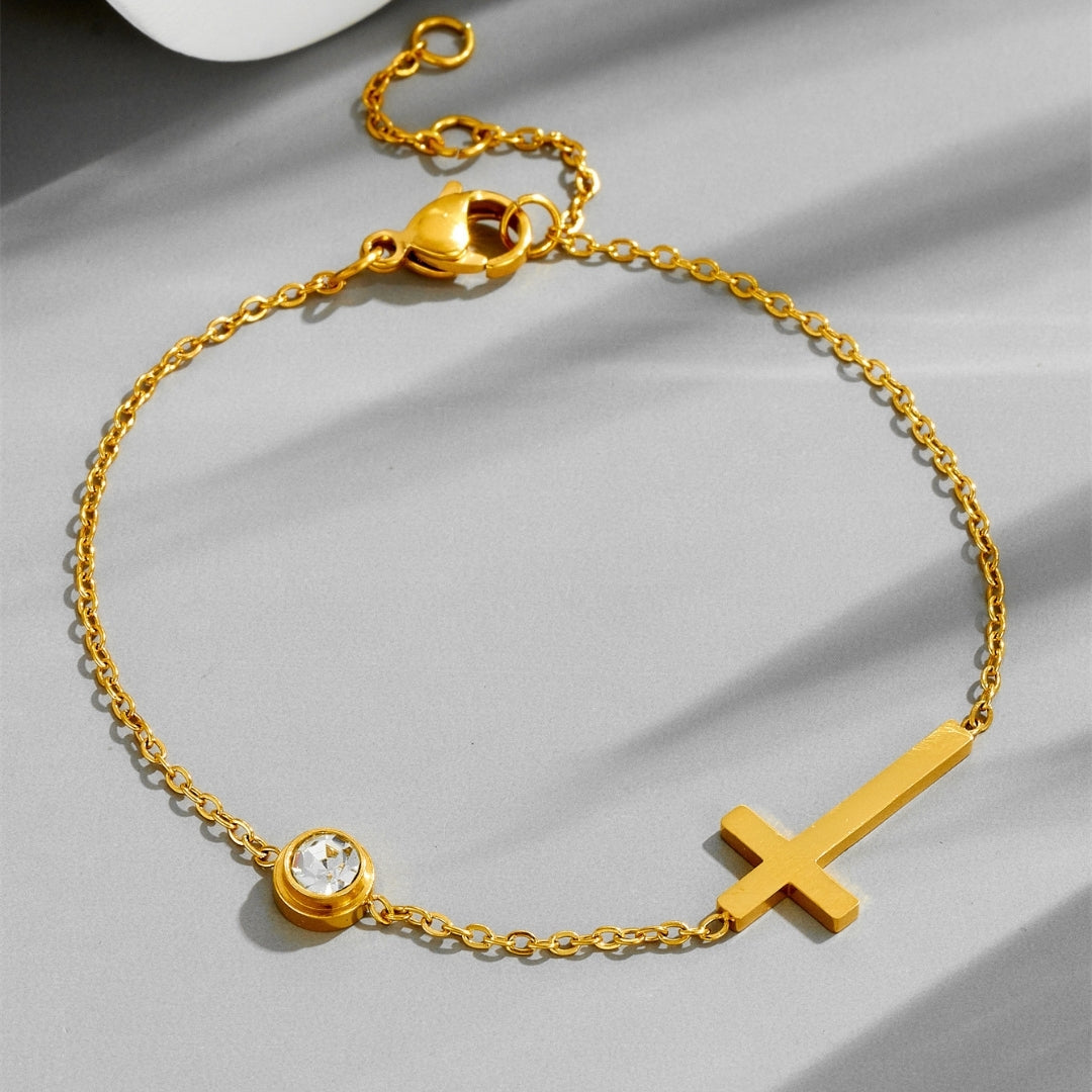 Gold-Plated Cross Bracelet || DV53