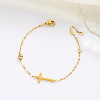 Gold-Plated Cross Bracelet || DV53