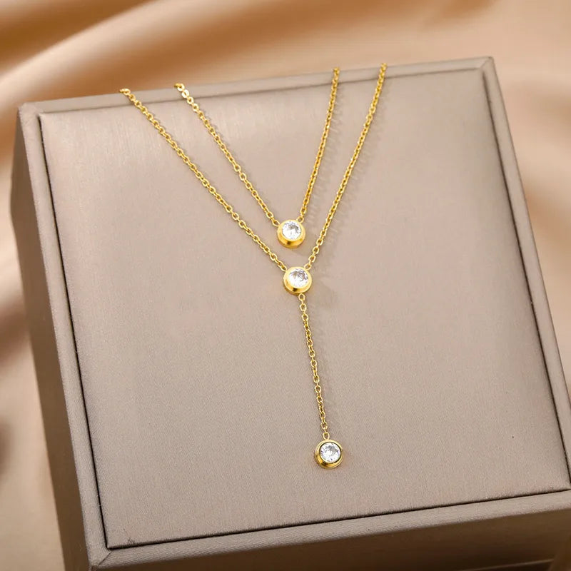Triple Drop Layered Necklace || DV319