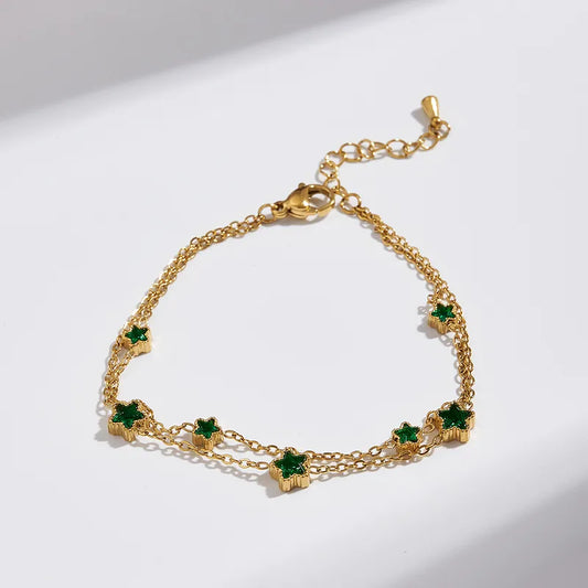 Emerald Clover Layered Bracelet || DV413