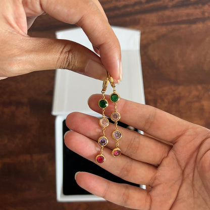 Elysia Crystal Drop Multicolor  Earrings || DV218
