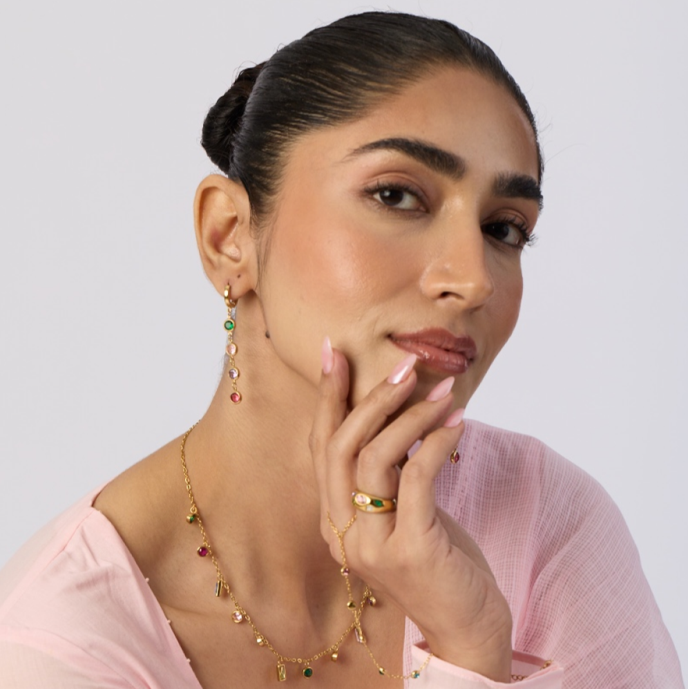 Elysia Crystal Drop Multicolor  Earrings || DV218