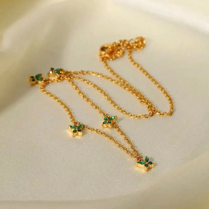 Butterfly Necklace In Emerald Green || DV352