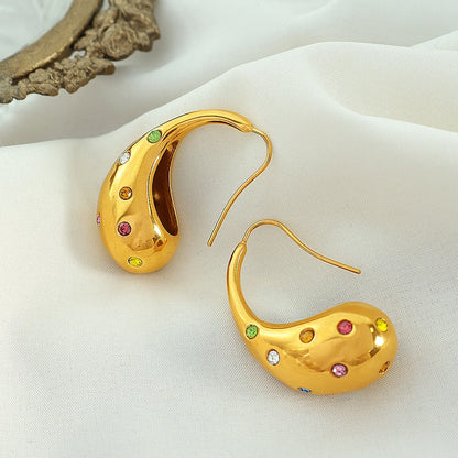 Gold Teardrop Hoop Earrings || DV04