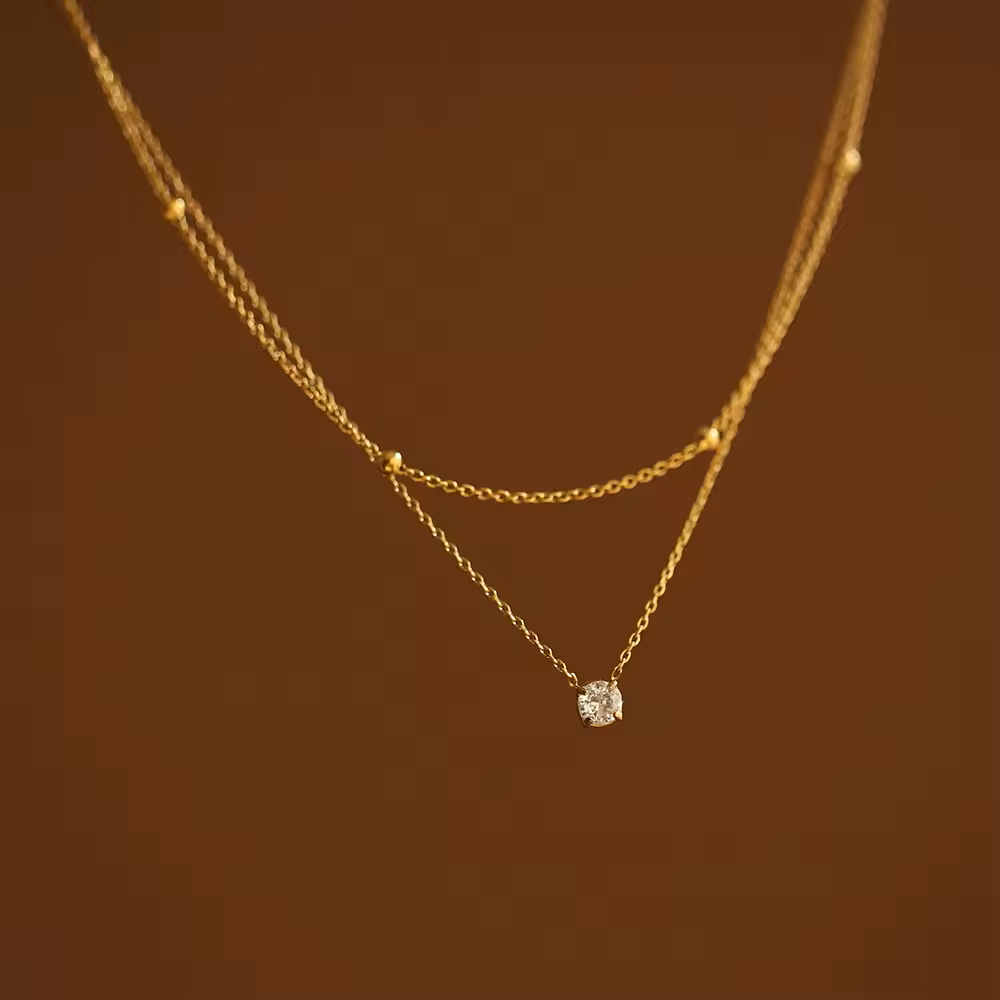 Layered Solitaire Necklace || DV321