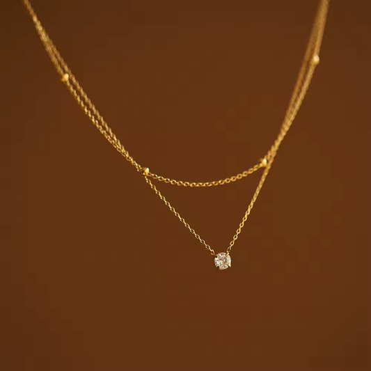 Layered Solitaire Necklace || DV313