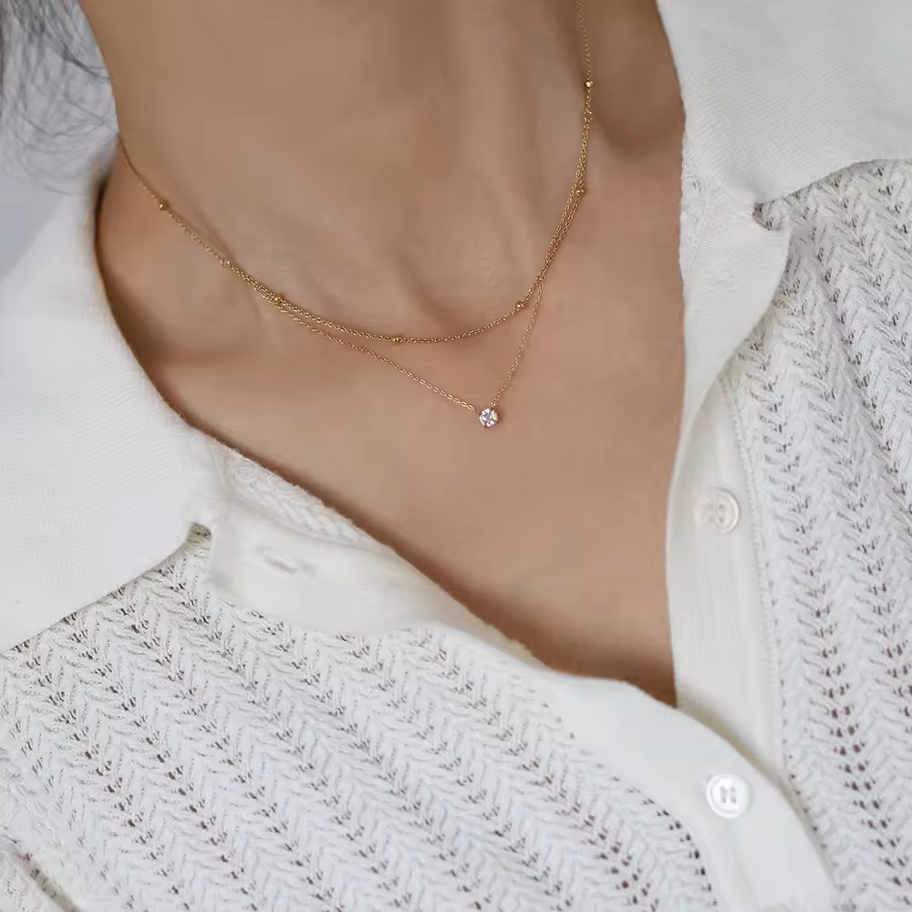 Layered Solitaire Necklace || DV321