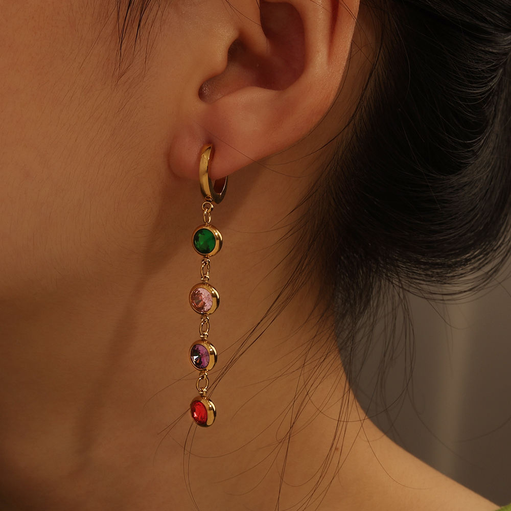 Elysia Crystal Drop Multicolor  Earrings || DV218