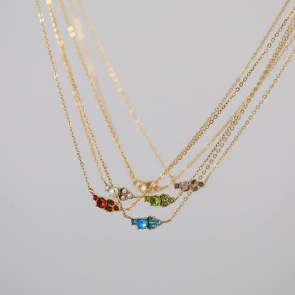 Ruby Cluster Necklace || DV309