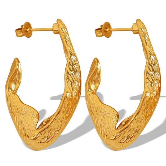Textured Gold Bold Contemporary Earrings || DV05