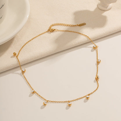 Elegant Gold Dangling Necklace with Crystal Charms || DV01