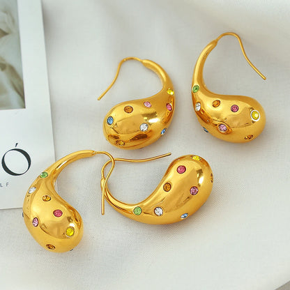 Gold Teardrop Hoop Earrings || DV04