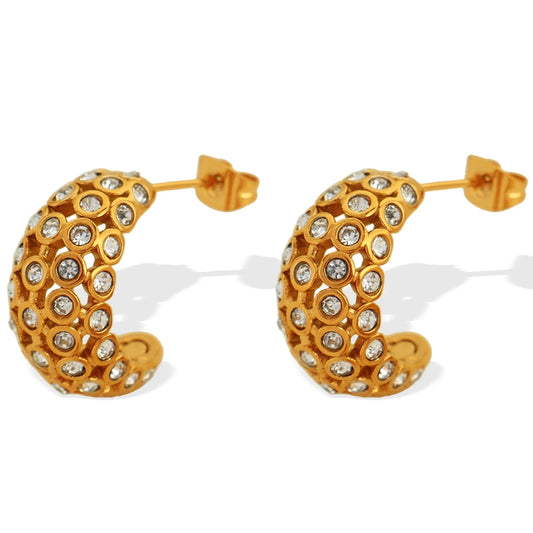Golden Crystal Cluster Earrings || DV09