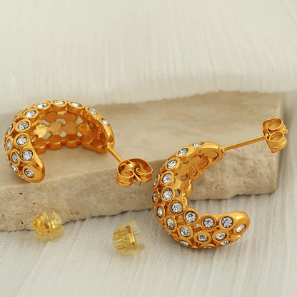 Golden Crystal Cluster Earrings || DV09