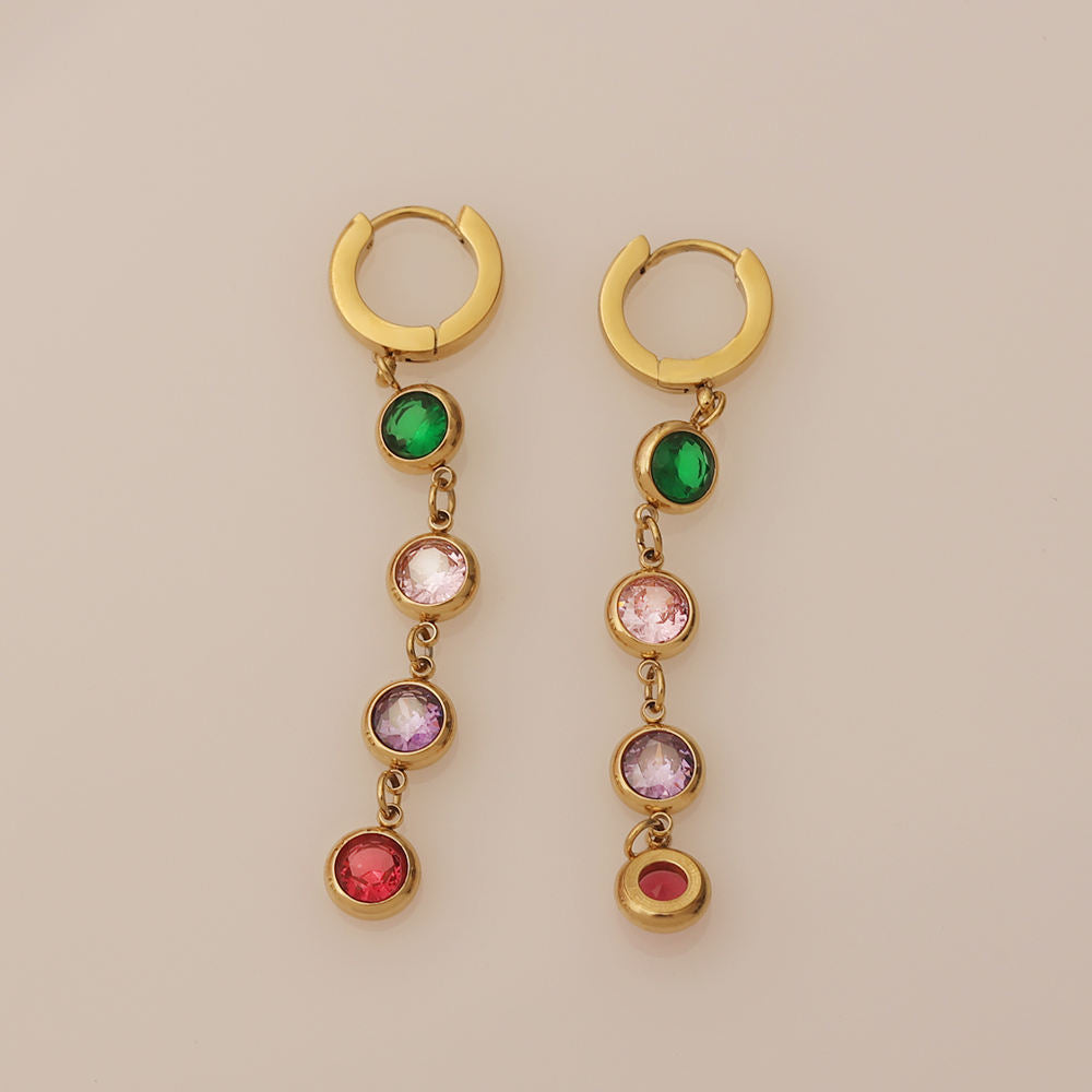 Elysia Crystal Drop Multicolor  Earrings || DV218