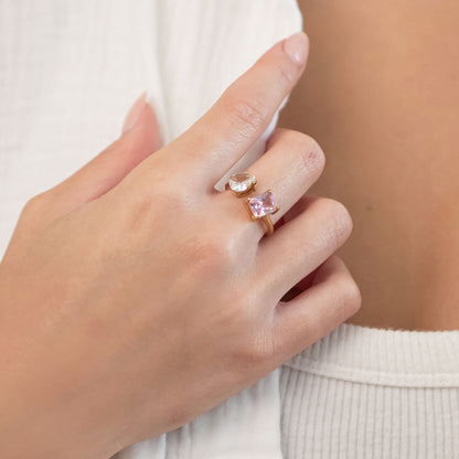 Liora Dual-Stone Open Ring || DV214