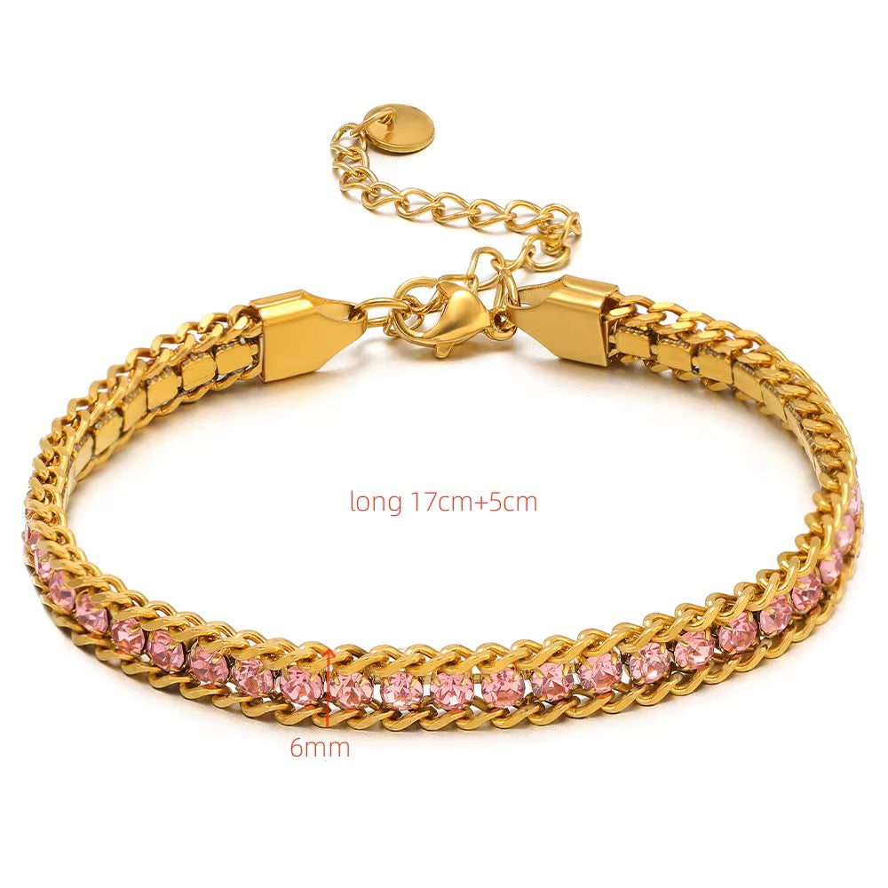 Xyra Blush Chain Tennis Bracelet || DV417