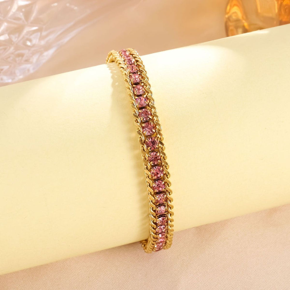 Xyra Blush Chain Tennis Bracelet || DV417