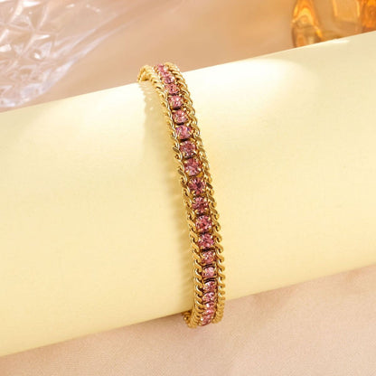 Xyra Blush Chain Tennis Bracelet || DV417