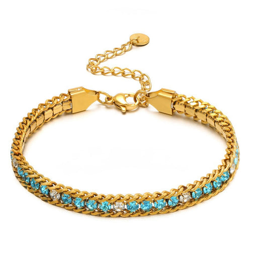 Xylen Aqua Chain Tennis Bracelet || DV419