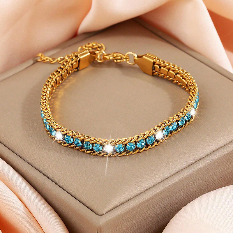 Xylen Aqua Chain Tennis Bracelet || DV419