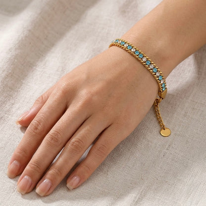Xylen Aqua Chain Tennis Bracelet || DV419