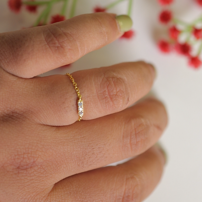 Luna Bar 925 Silver Adjustable Chain Ring || DV72