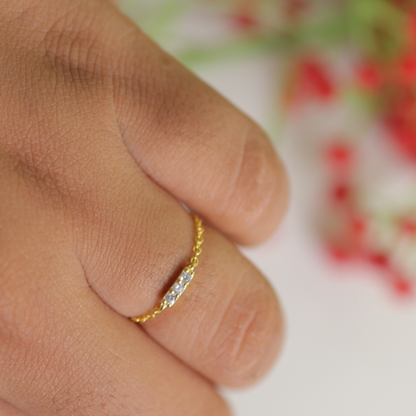 Luna Bar 925 Silver Adjustable Chain Ring || DV72