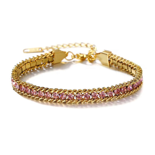 Xyra Blush Chain Tennis Bracelet || DV417