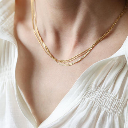 Golden Cascade Multi-Layer Necklace || DV07