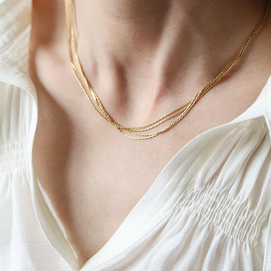Golden Cascade Multi-Layer Necklace || DV07