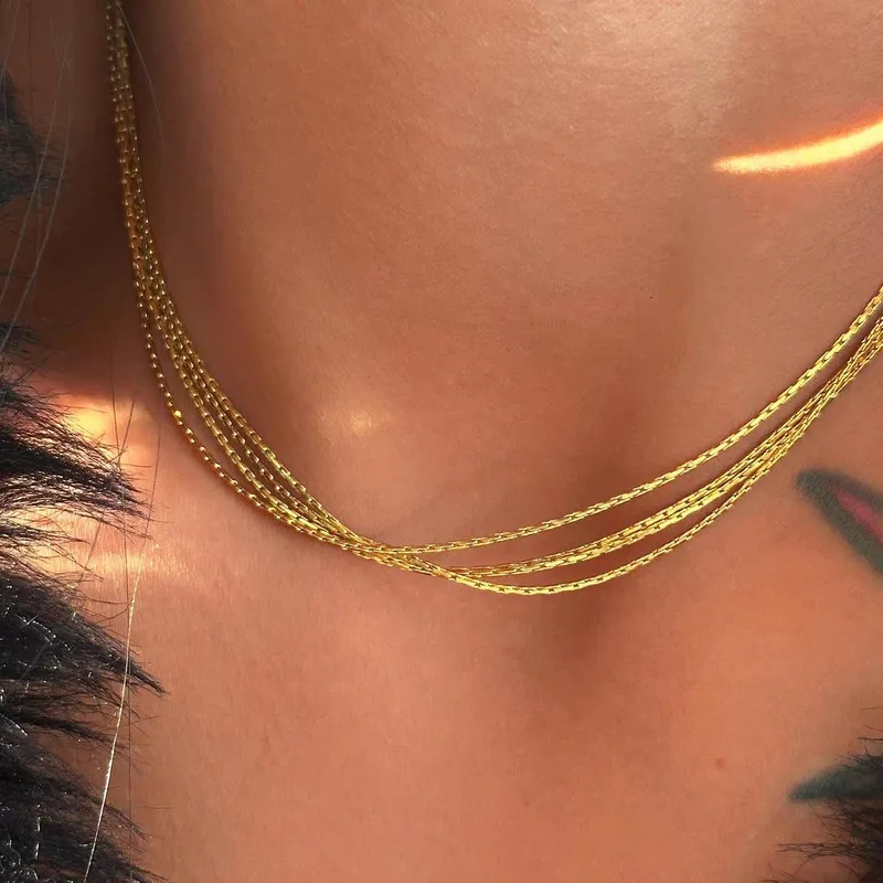 Golden Cascade Multi-Layer Necklace || DV07