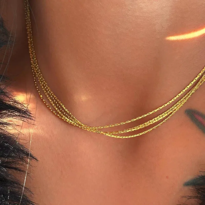 Golden Cascade Multi-Layer Necklace || DV07