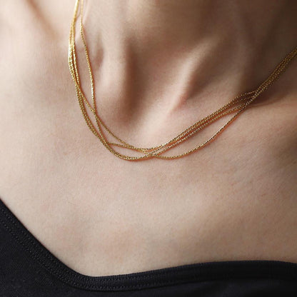 Golden Cascade Multi-Layer Necklace || DV07