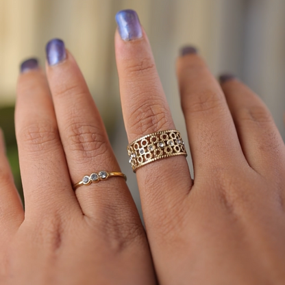 Triple Sparkle Adjustable Ring || DV17