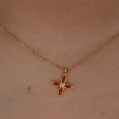 Ruby Petal Charm Necklace || DV194