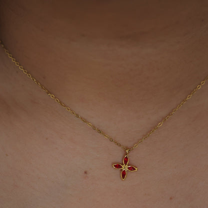 Ruby Petal Charm Necklace || DV194