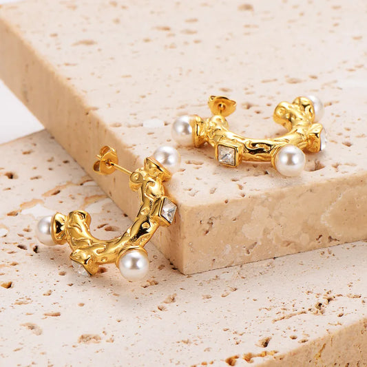 Aurelia Pearl Hoops || DV127